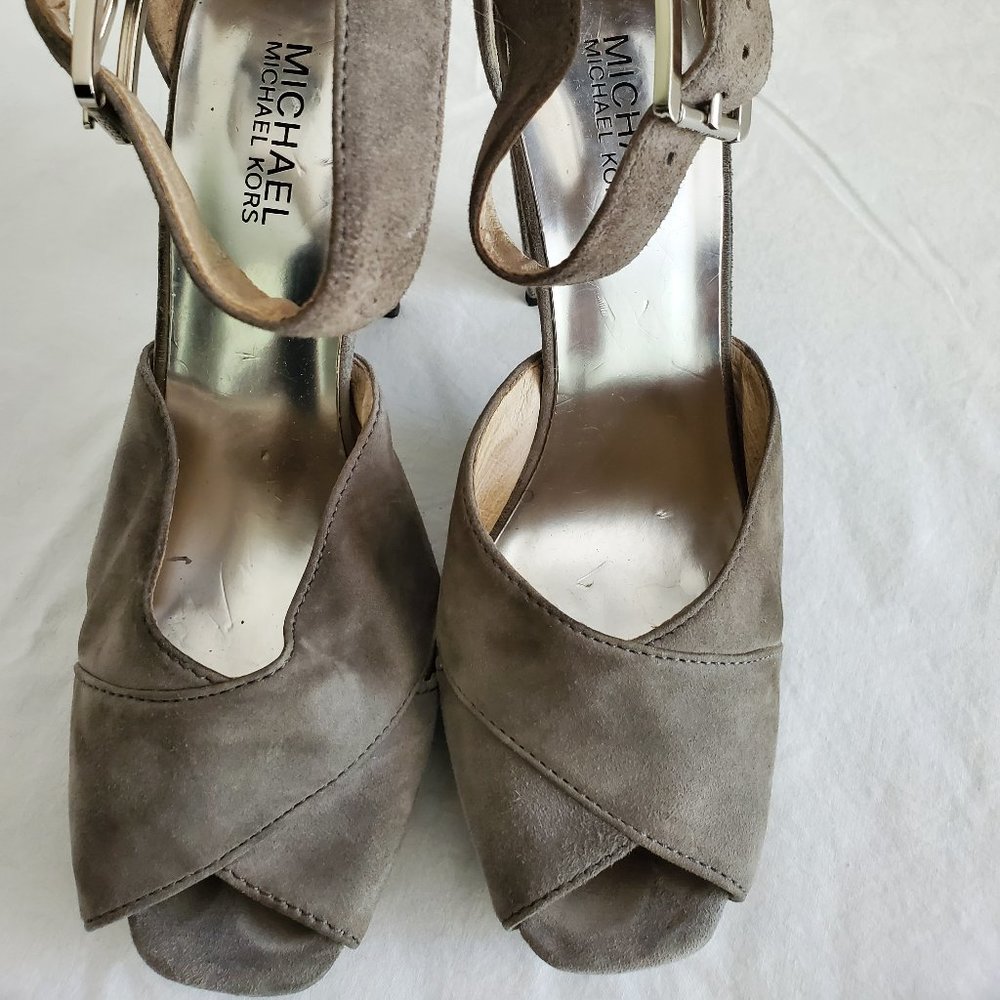 MICHAEL Michael Kors Grey Suede Peep Toe Platform